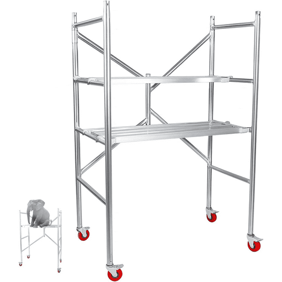 Maeklon Rolling Scaffolding Work Platform, Portable Scaffolding Platform with Locking Wheels, Multipurpose Mobile Scaffolding, 500-Pound-Capacity with Foldable Design(24 "x46" x65")