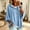 Sky Blue, variant on HaCpiu Women's Fine Knit Poncho Hooded Sweater, Solid Loose 3/4 Dolman Sleeve Pullover, Lightweight Boho Oversized Drawstring Sweatshirt, Brown L