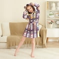 thumbnail image 3 of FORMRS Niños Bathrobe Unisex Hooded Robe Soft Plush Pajamas Sleepwear, Size 7-9T, Purple Jam, 3 of 7