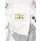 thumbnail image 2 of Women's Colorful Cat and Star Print T-Shirt - Casual Round Neck Short Sleeve, Lightweight Polyester Blend, Comfortable Summer Top, Cat Shirt, 2 of 8