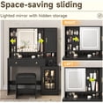thumbnail image 5 of VEANERWOOD 41.8'' Vanity Desk Set with Sliding Mirror and Lights, Modern Dressing Table with Visible Cabinet and Jewelry Storage & Charging Station, Stool, 5 of 9