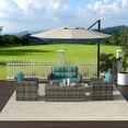 thumbnail image 2 of Westin Outdoor 4-Piece Patio Conversation Sofa Set with Back Cushion PE Rattan Wicker, Brown/Turquoise, 2 of 11