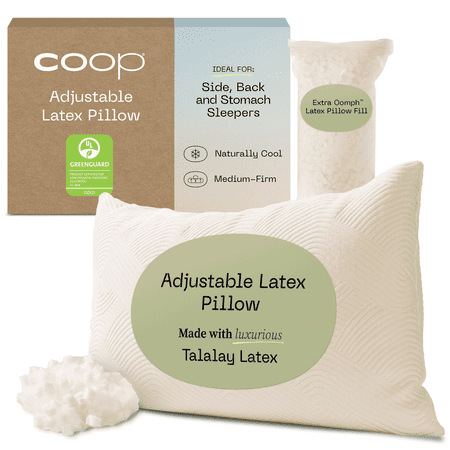 Coop Home Goods Adjustable Latex Pillow King, with Talalay Latex & Microfiber Fill, Naturally Cooling, Eco-Friendly, Medium Firm Pillow for Back, Stomach or Side Sleepers