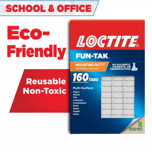 Loctite Fun-Tak Mounting Putty, White, 160 tabs, 4 oz