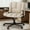 Beige With Wheels and Armrest, variant on Luxvie Criss Cross Chair with Wheels, Ergonomic Office Cross Legged Swivel Chairs for Adult with Thick Cushion, Oversized Wide Seat Office Desk Comfy Chair for Home Office Vanity Apartment, Green