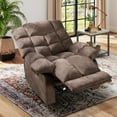 thumbnail image 3 of Bonzy Home Massage Recliner Chair with Heat and Vibration Manual Recliners Fabric Sofa Reclining Chair for Living Room, Brown, 3 of 8