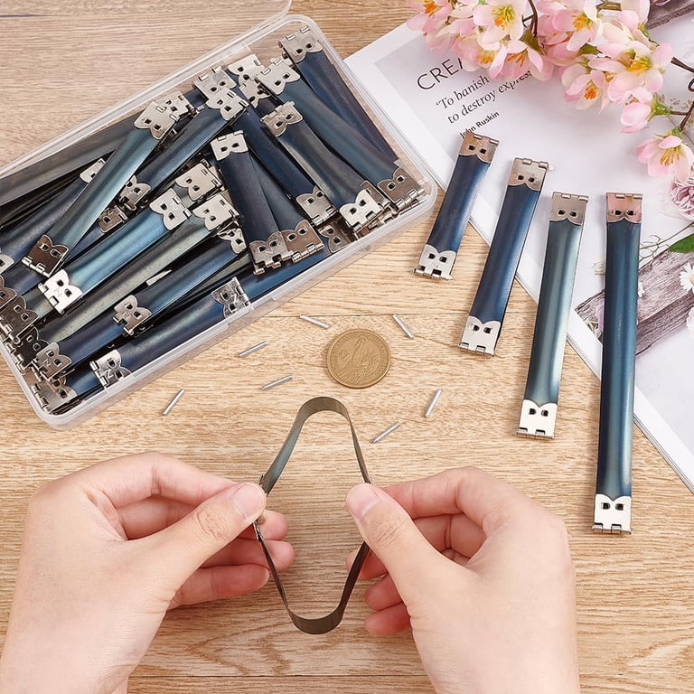 DIY Handbag Kiss Clasp Kit - 50Pcs Metal Internal Flex Frame Spring Hinges In 5 Sizes (Silver) For Coin Purses, Wallets & Craft Projects
