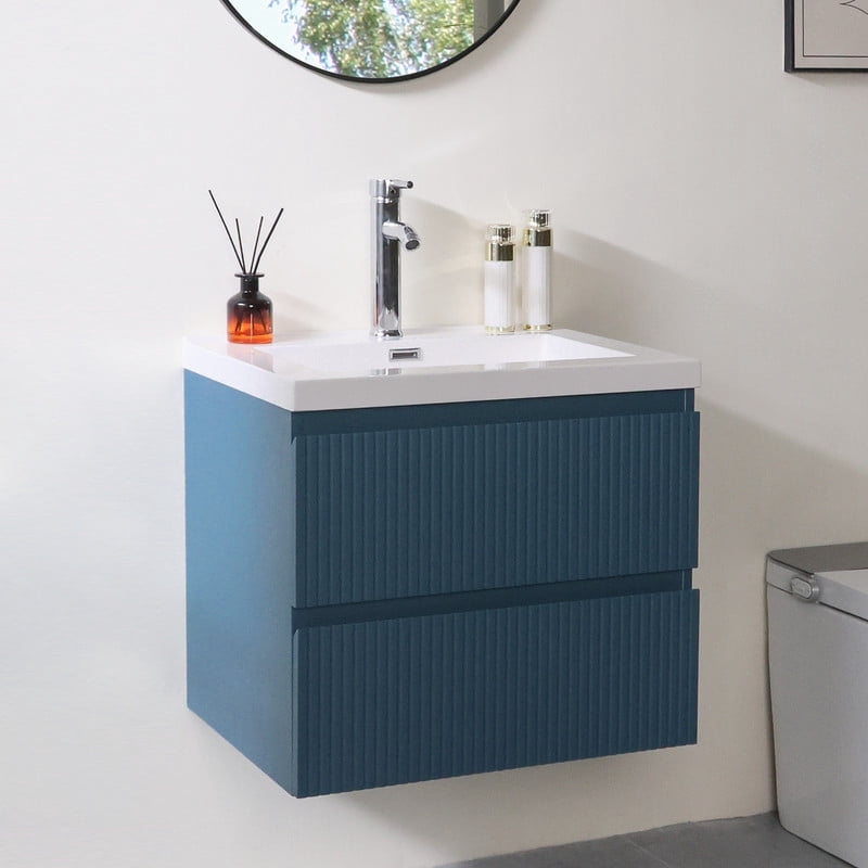 Wonline 23.8inch Bathroom Vanity Cabinet with Sink and Double Drawers(White)