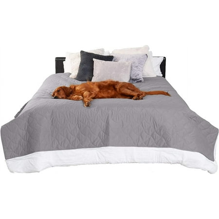 FurHaven Pet Products Quilted Twill Waterproof Bed/Furniture Protector - Gray Large/Queen