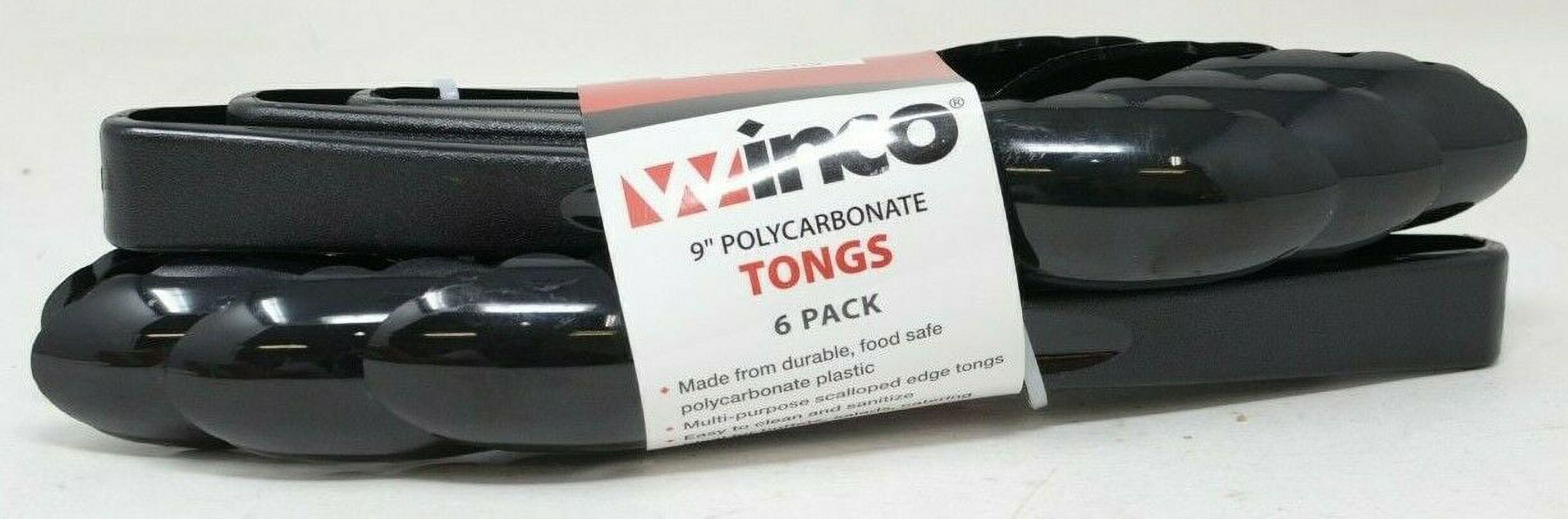 Winco 9 Plastic Tongs, Black, 6-count