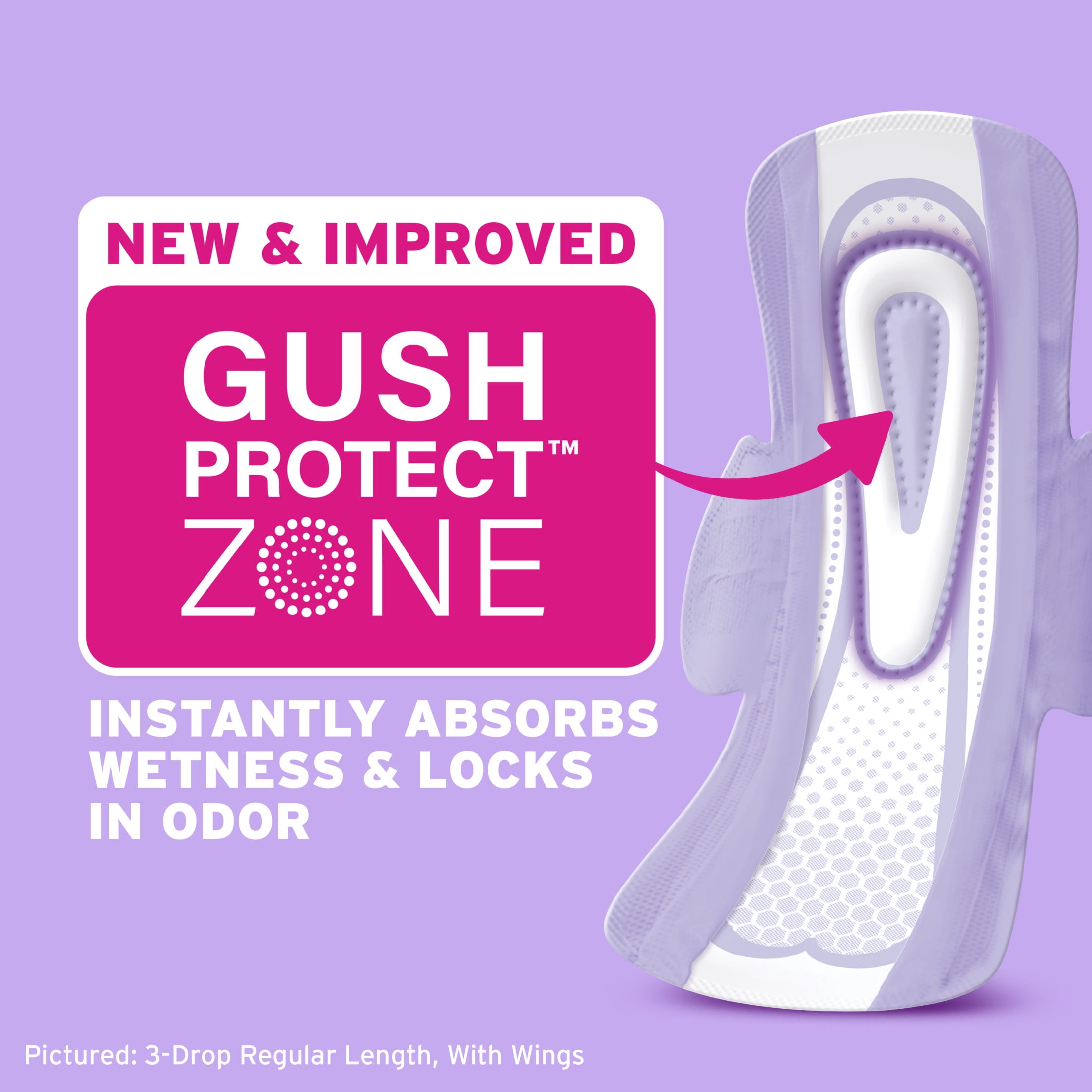 (4 pack) Poise Ultra Thin Incontinence Pads with Wings, 3 Drop Light Absorbency, 66 Count
