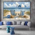 thumbnail image 6 of Blue Striped Beach Chair Umbrella Seaside Framed Wrapped Canvas Posters for Kitchen Bathroom Dorm Decor, Ready to Hang12"L x 8"W, 6 of 10