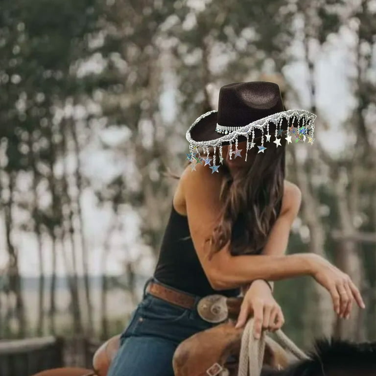 Yooshoverk Rhinestone Cowboy Hat Sparkling Western Hat for Women - Main Image