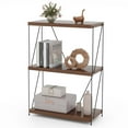 thumbnail image 1 of Costway 1 PCS 3-Tier Multipurpose Display Rack Freestanding Bookcase with Metal Frame Walnut, 1 of 10