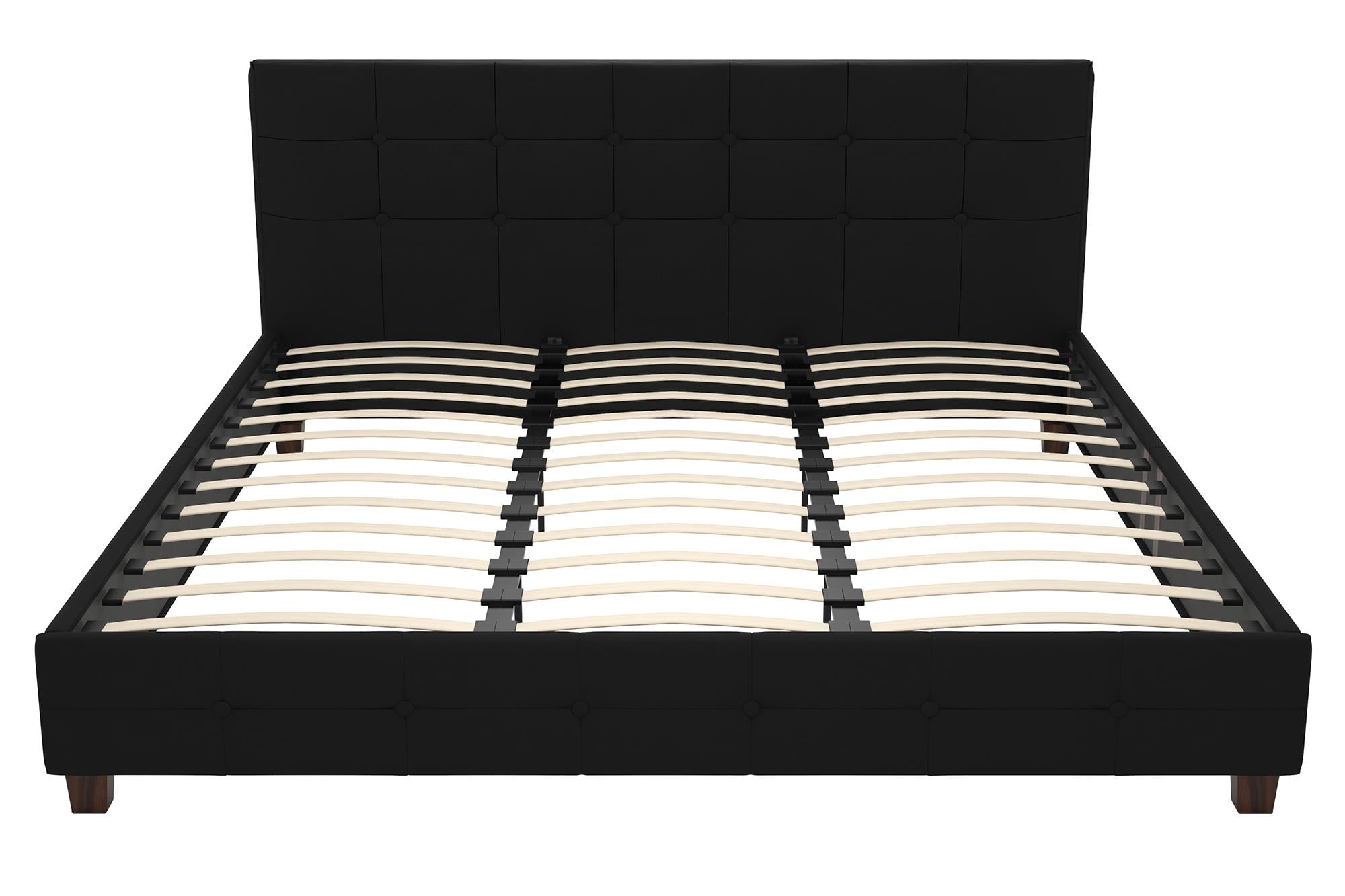 DHP Rose Tufted Upholstered Platform Bed Frame, King, Black Linen