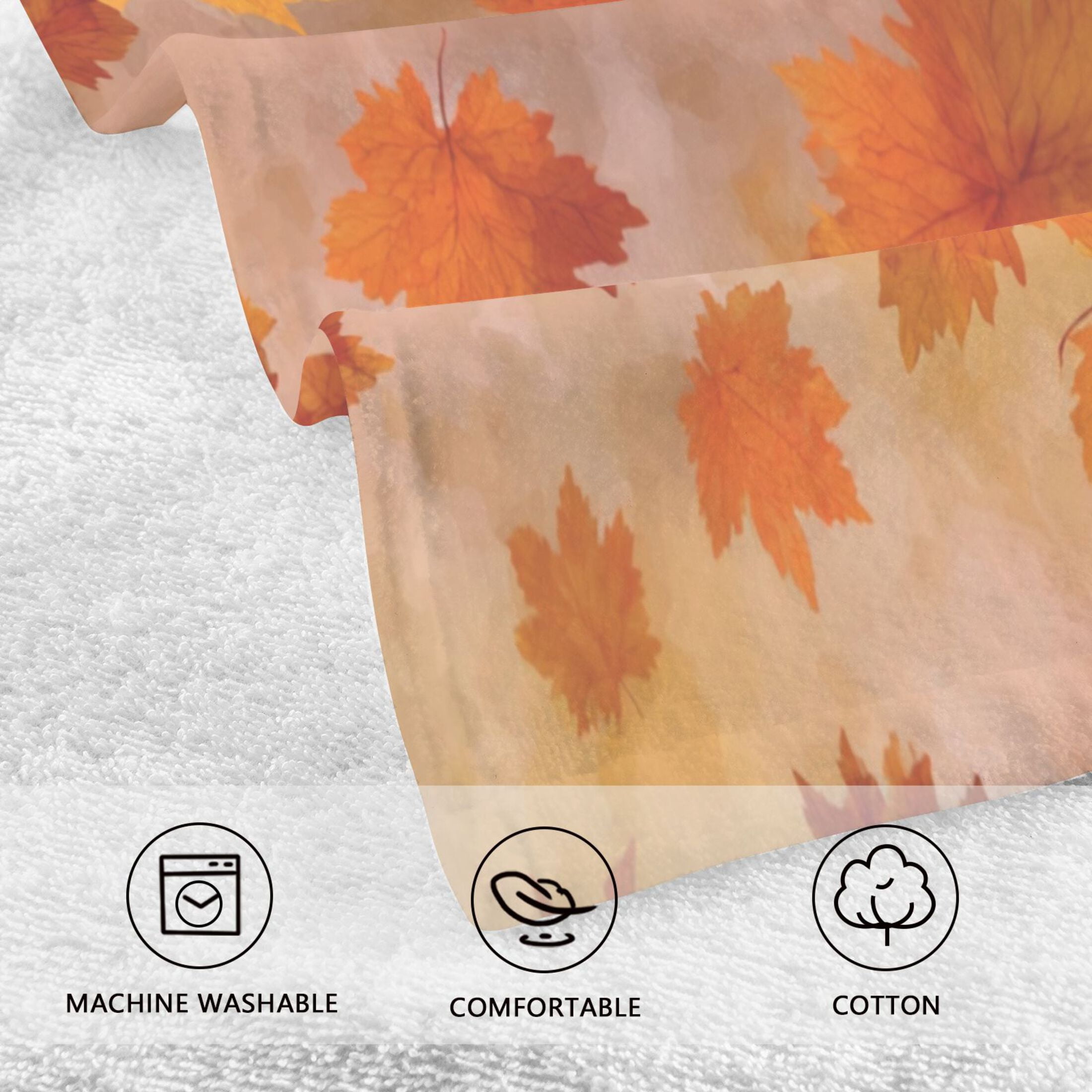 2 Pcs Hand Towels Sets Orange and Brown Autumn Leaves Cotton Towel Set Absorbent Face Towel for Bathroom Kitchen Shower Hotel Decor