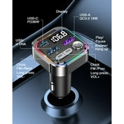 Bluetooth 5.3 FM Transmitter Car Adapter, Wireless Adapter Car Kit, 48 W (PD 36 W & 12 W) 3.0 Fast USB Charger, Hands Free Calling, Bass Lossless Hi-Fi Sound Support U Disk