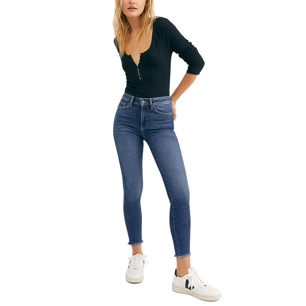 Free People Frayed-Hem Skinny Jeans, Capri Blue, 25 