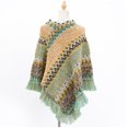 thumbnail image 4 of Women's Zig-Zag Knit Tassel Fringed Pullover Poncho Sweater Cape Shawl Wrap Green, 4 of 8