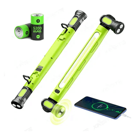 Mechanic Work Light，3000 Lumens Rechargeable Work Light,5200mAh Rechargeable LED Light Bar, Portable Cordless Underhood Magnetic Work Lights with Hooks, Tough & Built for Every Job (Green)（XX）