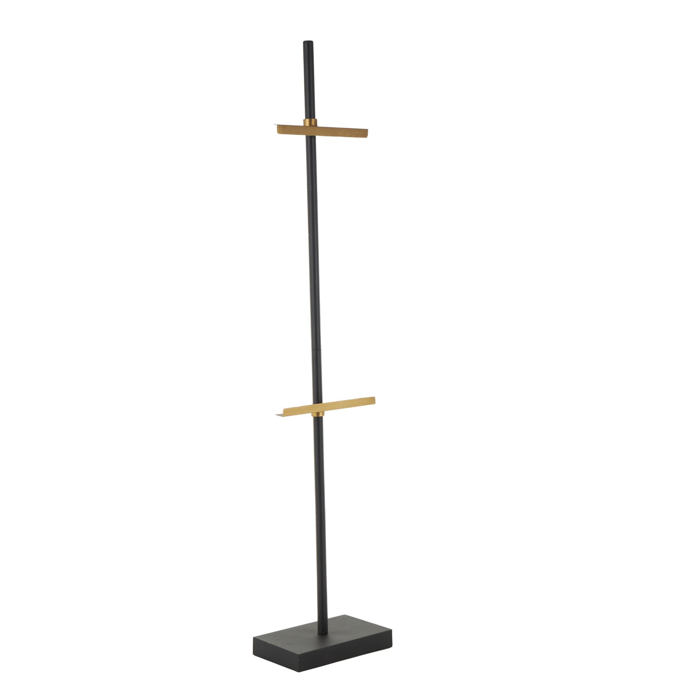 DecMode 13" x 65" Black Metal Tall Floor 2 Hook Easel with Gold Accents, 1-Piece