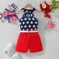 thumbnail image 4 of Futezty Girls Summer Outfits, 4th of July Baby Girl Outfits Baby Girls Clothes 5T Toddler Girls Summer 2PCS Outfits Sleeveless Floral Strap Top Shorts Set, 4 of 6