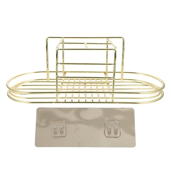 Raindrops 1 Pc Bathroom Storage Rack Iron Hollowed Toothbrush Cup Holder (Golden)