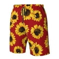 thumbnail image 5 of Kll Sunflowers On Red Men'S Casual Summer Beach Shorts Hawaiian Shorts With Pockets-3x-Large, 5 of 9