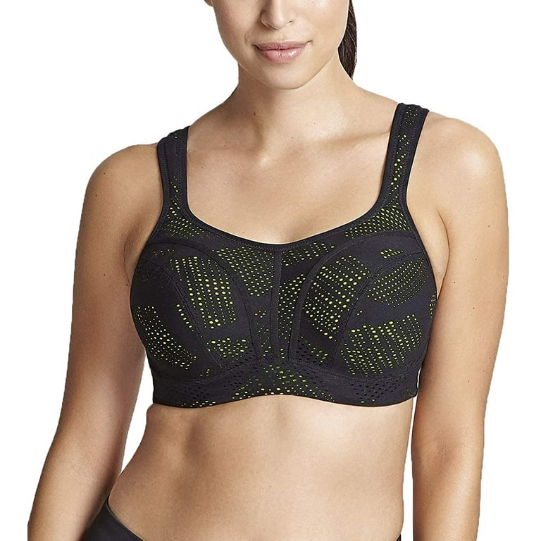 PANACHE Black/Lime Full-Busted Underwire Sports Bra, US 36F, UK