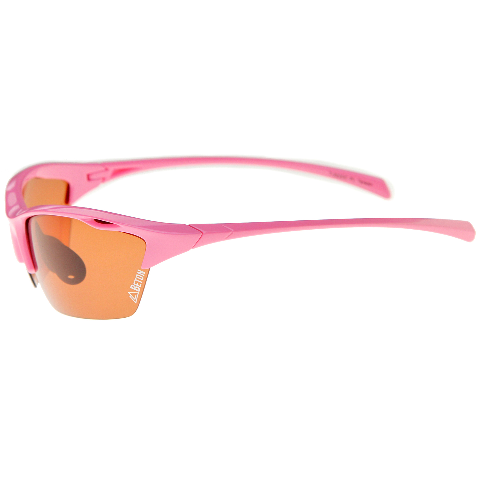 Beton Male Wakely - Polarized Shatterproof Lens Half-Frame TR-90 Sports Wrap Sunglasses (Shiny Pink / Brown) - 68mm - image 4 of 6