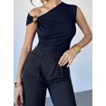thumbnail image 4 of Women'S Off the Shoulder Tops Mental Elegant Asymmetrical Dressy Top Going Out Outfits Navy M, 4 of 9