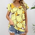 thumbnail image 2 of Pompompurin Womens Summer Tops Ruffle Short Sleeve Tunic Tops V Neck Loose Fit Flowy T-Shirts, 2 of 7