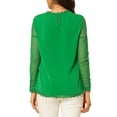 thumbnail image 4 of MODA NOVA Junior's Lace Floral Panel Long Sleeves Blouse Green XS, 4 of 6