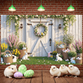thumbnail image 6 of Bunny Design Easter Banner Colorful Eggs Spring Display Floral Pattern Flower Wreath Bunny Backdrop for Easter Celebration Spring Party Garden Decoration, 6 of 9