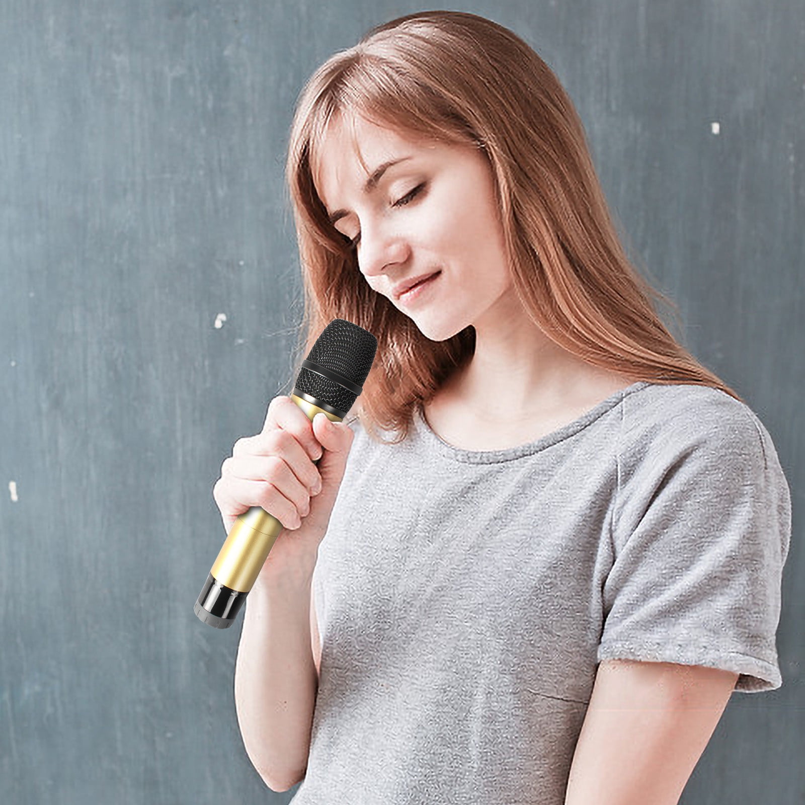 lulshou LED Digital Display Wireless Microphone Home Karaoke Outdoor Activities Audio TV Singing KTV Karaoke Meeting Performance Host Microphone Long Battery Life