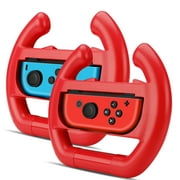 Nintendo Switch Wheel for Joy-Con Controller (Set of 2) - Racing Steering Wheel Controller Accessory Grip Handle Kit Attachment (Red) - Nintendo Switch