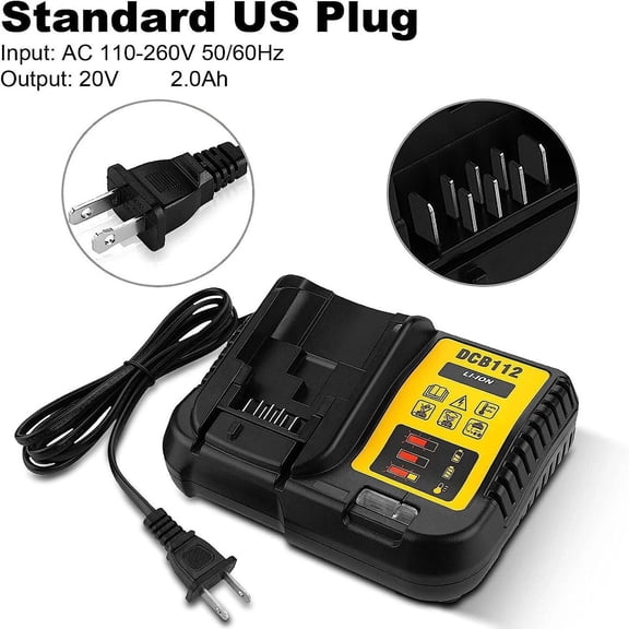 Battery Charger For Dewalt DCB112 12V-20V Max Li-ion DCB101 DCB105 DCB107 DCB115