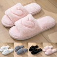 thumbnail image 2 of Fengactive Women's Plush House Slippers Cute Heart Pattern Slides Slippers Open Toe Slippers Indoor Slip-on Home Shoes, 2 of 4