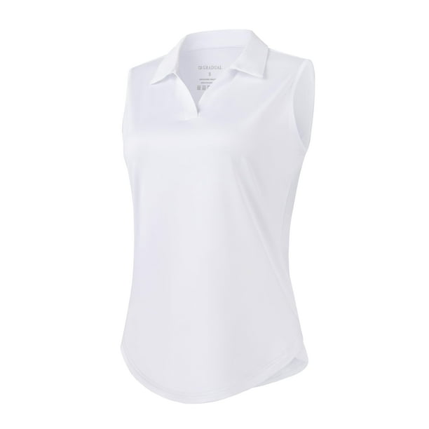 Camiseta de golf G Gradual sin mangas para mujer UPF 50+, color blanco jaspeado