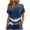 Navy2, variant on Womens Short Sleeve T-shirts Summer Pleated Square Neck Floral Tops Casual Loose Fit Tee, Sizes S-3XL