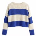 thumbnail image 5 of Fewfanhot Fall Sweaters for Women Striped Mock Neck Fall Knit Color Block Long Sleeve Warm Winter Loose Fit Sweater, 5 of 7