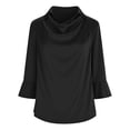 thumbnail image 6 of Endives Womens Satin Blouses Fashion 3/4 Sleeve Shirts Casual Cowl Neck Tee Shirt Elegant Work Tops Dressy Business Shirt Black, 6 of 6