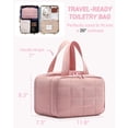 thumbnail image 4 of Travel Toiletry Bag, Puffy Wide-open Quilted Makeup Bag for Women,Lightweight Cosmetic Travel Bag Organizer with Handle for Traveling, Accessories, Essentials Toiletries Dark Pink, 4 of 7