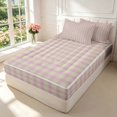thumbnail image 2 of Manfei Modern Checkered Zipper Full Size Comforter Sets with Fitted Sheet and 2 Pillowcases,Geometric Check Zipper Bedding Set,Purple Yellow,Pink Reversible,4pcs, 2 of 8