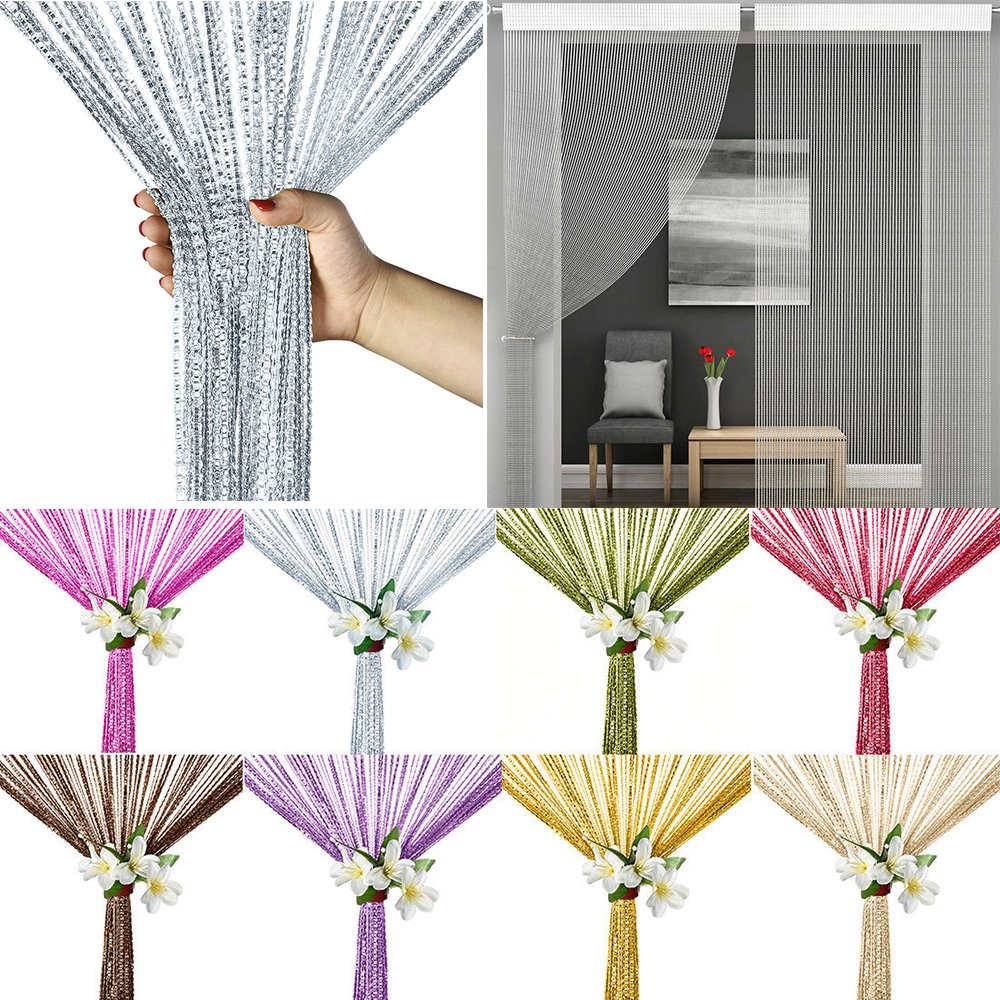 Sparkle String Window Door Curtain Panel Glitter Fringe Fly Screen Room