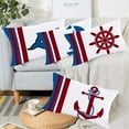 thumbnail image 5 of Set of 4 Red Blue Nautical Ocean Sea Throw Pillow Covers Ship Sail Boat Anchor Whale Compass 12x20 Inch Marine Animal Sailing Pillow Cases Super Soft Coastal Home Decor Lumbar Cushion Cover, 5 of 6
