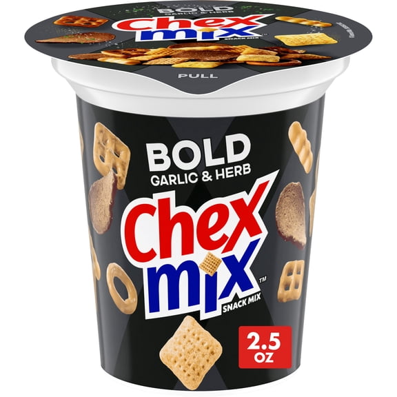 Chex Mix Bold Garlic and Herb Snack Mix, Snack Cup, 2.5 oz