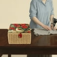 thumbnail image 3 of Large Capacity Sewing Basket, 12.4 X 12.4 X 7.48in Portable Sewing Kit Storage Box for Scissors, Needles, Buttons, 3 of 14