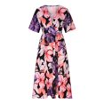 thumbnail image 4 of Mefallenssiah Mode Femmes Été Casual Manches Courtes V Cou Impression Robe, 4 of 5