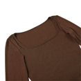 thumbnail image 6 of Tshirts For Women Autumn Winter Solid Color Deep U Neck Long Sleeve Slim Sexy Casual Crop Tops T Shirts Holiday Wear, 6 of 8
